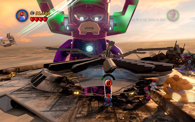 Podejdź Spider-Manem do wielkiego śmigła, używając szóstego zmysłu - Galactus | Bossowie w LEGO Marvel Super Heroes - LEGO Marvel Super Heroes - poradnik do gry