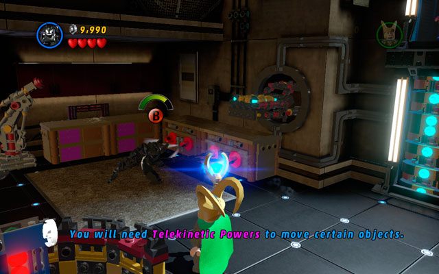 Stań przed ścianą po prawej i wybierz postać dysponującą siecią (np - Rebooted, Resuited | Zestawy MiniKit w LEGO Marvel Super Heroes - LEGO Marvel Super Heroes - poradnik do gry