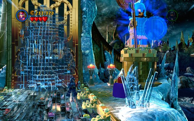 Na moście prowadzącym do Asgardu wybierz Magneto i podejdź do pomnika po prawej - Bifrosty Reception | Zestawy MiniKit w LEGO Marvel Super Heroes - LEGO Marvel Super Heroes - poradnik do gry