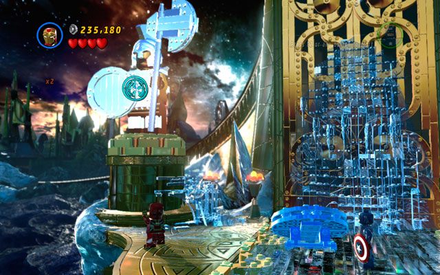 Podejdź Iron Manem do pomnika po drugiej stronie mostu i strzel w niego rakietami - Bifrosty Reception | Zestawy MiniKit w LEGO Marvel Super Heroes - LEGO Marvel Super Heroes - poradnik do gry