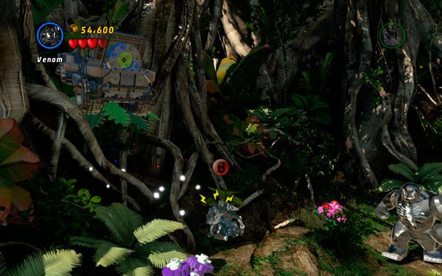 Po przejściu przez pierwszą elektryczną bramkę i zabiciu wszystkich wrogów podejdź do drzew po lewej stronie polany - Rapturous Rise | Zestawy MiniKit w LEGO Marvel Super Heroes - LEGO Marvel Super Heroes - poradnik do gry