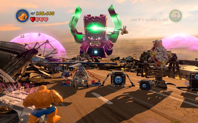 W trzeciej sekwencji walki z Galactusem wybierz dużą postać i rozwal zawalisko po lewej - The Good, the Bad and the Hungry | Zestawy MiniKit w LEGO Marvel Super Heroes - LEGO Marvel Super Heroes - poradnik do gry
