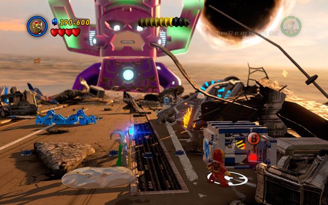 W czasie ostatniej sekwencji walki wybierz Iron Mana i podejdź do komputera po prawej - The Good, the Bad and the Hungry | Zestawy MiniKit w LEGO Marvel Super Heroes - LEGO Marvel Super Heroes - poradnik do gry
