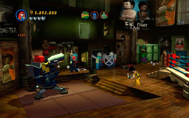 Z klocków zbuduj działko wodne, po czym wskocz na nie i polej automaty po lewej - Put Up Your Dukes | Bonusowe misje Deadpoola | LEGO Marvel Super Heroes - LEGO Marvel Super Heroes - poradnik do gry