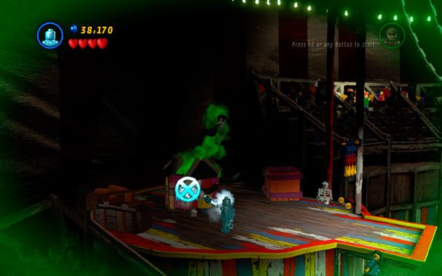 Podejdź do pudła, w którym ukrywa się Nightmare, rozwalając je - Stunt Show Surprise | Bonusowe misje Deadpoola | LEGO Marvel Super Heroes - LEGO Marvel Super Heroes - poradnik do gry