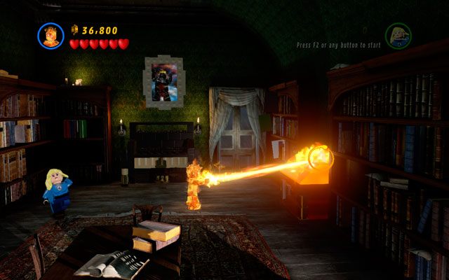 Roztop złoty pojemnik, stojący na szafce po prawej, z jego pozostałości budując klawisze - Stranger Danger | Bonusowe misje Deadpoola | LEGO Marvel Super Heroes - LEGO Marvel Super Heroes - poradnik do gry