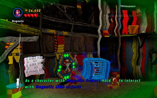 Wybierz Magneto, skręcając w lewą stronę areny - Stunt Show Surprise | Znajdźki na bonusowych poziomach - LEGO Marvel Super Heroes - poradnik do gry