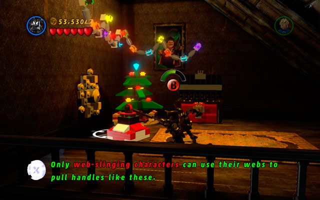 Wybierz postać dysponującą siecią, a następnie pociągnij za uchwyt na nić - Stranger Danger | Znajdźki na bonusowych poziomach | LEGO Marvel Super Heroes - LEGO Marvel Super Heroes - poradnik do gry