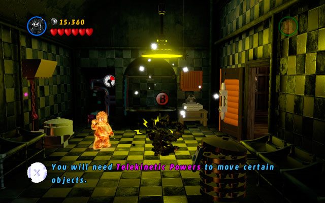 Po tym, jak wypłoszysz Dormammu spod prysznica, zamień się w Spider-Mana lub Venoma, a następnie użyj szóstego zmysłu - Stranger Danger | Znajdźki na bonusowych poziomach | LEGO Marvel Super Heroes - LEGO Marvel Super Heroes - poradnik do gry