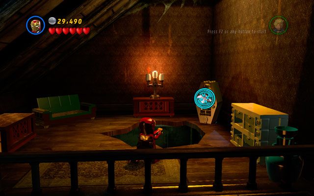 Kiedy będziesz u góry, wybierz postać z rakietowym atakiem, po czym wyceluj w kłódkę na trumnie - Stranger Danger | Znajdźki na bonusowych poziomach | LEGO Marvel Super Heroes - LEGO Marvel Super Heroes - poradnik do gry