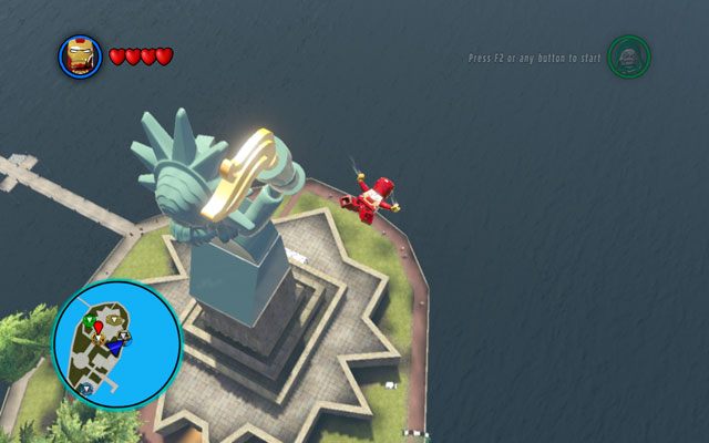 Aby uzyskać dostęp do tej misji, musisz ukończyć całą kampanię fabularną, a następnie udać się na Liberty Island i wejść do środka Statuy Wolności - The Brick Apple? | Bonusowy poziom | LEGO Marvel Super Heroes - LEGO Marvel Super Heroes - poradnik do gry