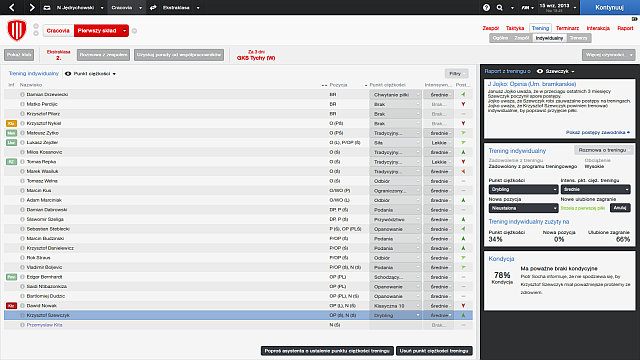 Po ustaleniu ogólnego treningu dla całego zespołu przychodzi pora na trening spersonalizowany dla każdego zawodnika z osobna - Trening piłkarzy w Football Manager 2014 | Trening - Football Manager 2014 - poradnik do gry
