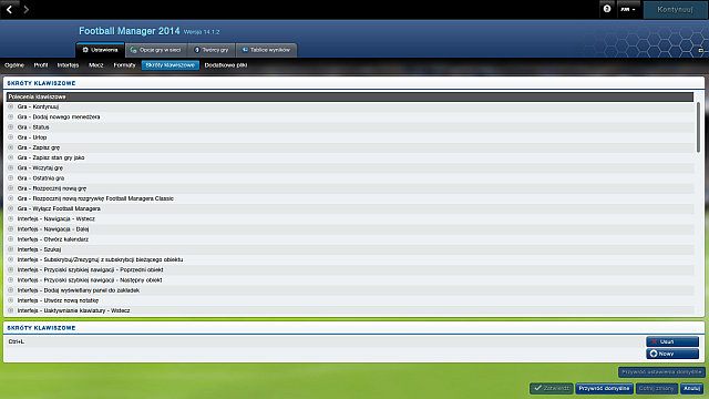 Lista wszystkich skrótów klawiszowych jest całkiem długa. - Skróty klawiaturowe w Football Manager 2014 | Podstawy rozgrywki - Football Manager 2014 - poradnik do gry