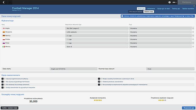 Początkowo wybrane ligi. - O poradniku | Podstawy rozgrywki Football Manager 2014 - Football Manager 2014 - poradnik do gry