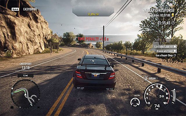 Każde zderzenie wiąże się niestety z otrzymaniem kary czasowej - Rodzaje zawodów w Need for Speed Rivals | Kariera stróża prawa (Cop) - Need for Speed Rivals - poradnik do gry