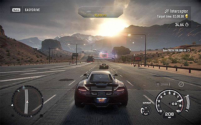 Pomagaj sobie technologiami pościgowymi i nie pozwalaj uciekinierowi na wyraźne oddalenie się od prowadzonego radiowozu - Rodzaje zawodów w Need for Speed Rivals | Kariera stróża prawa (Cop) - Need for Speed Rivals - poradnik do gry