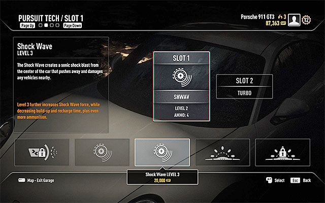 Lista ulepszeń powiększa się w ramach postępów w trybie kariery, aczkolwiek musisz też równolegle kupować nowe modele samochodów - Technologie pościgowe (Pursuit Tech) | Kariera pirata drogowego (Racer) - Need for Speed Rivals - poradnik do gry