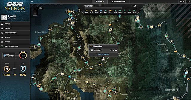 Serwis sieciowy gry pomaga m.in. w śledzeniu postępów w pobijaniu rekordów znajomych - Interakcje z innymi graczami | Podstawowe informacje w Need for Speed Rivals - Need for Speed Rivals - poradnik do gry
