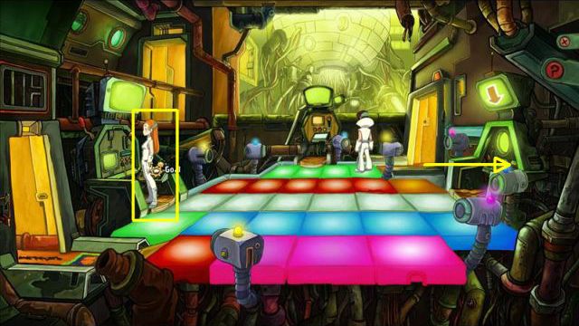 Powiedz Goal, żeby wyłączyła prawy terminal - Unieszkodliw kamery | W drodze do Elizjum | Goodbye Deponia - Goodbye Deponia - poradnik do gry