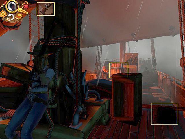 Wyjmij strzelbę Amandy z ekwipunku (w górze ekranu) - Wyeliminuj bandytów | Prison Island, Szanghaj, 1899 | Jack Keane 2 - Jack Keane 2: The Fire Within - poradnik do gry