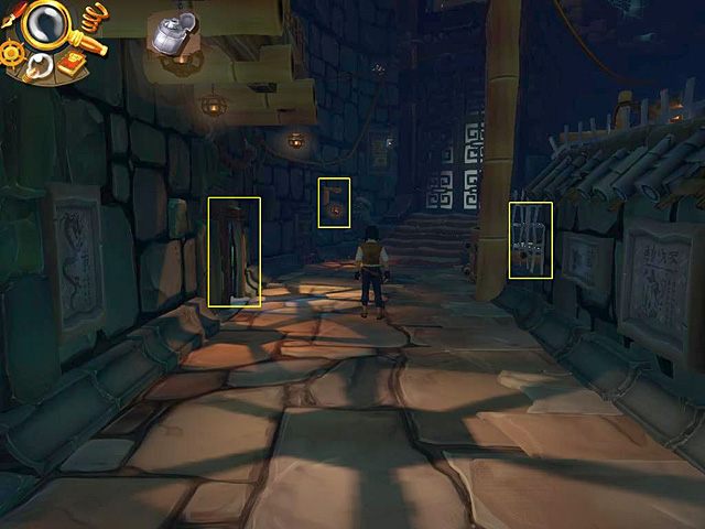 Zabierz też koniecznie wiszącą niewysoko lampę naftową (w korytarzu, po lewej), którą zbadaj w ekwipunku (PPM lub za pomocą lupy w lewym górnym rogu ekranu) - Popraw swoje umiejętności walki | Prison Island, Szanghaj, 1899 | Jack Keane 2 - Jack Keane 2: The Fire Within - poradnik do gry