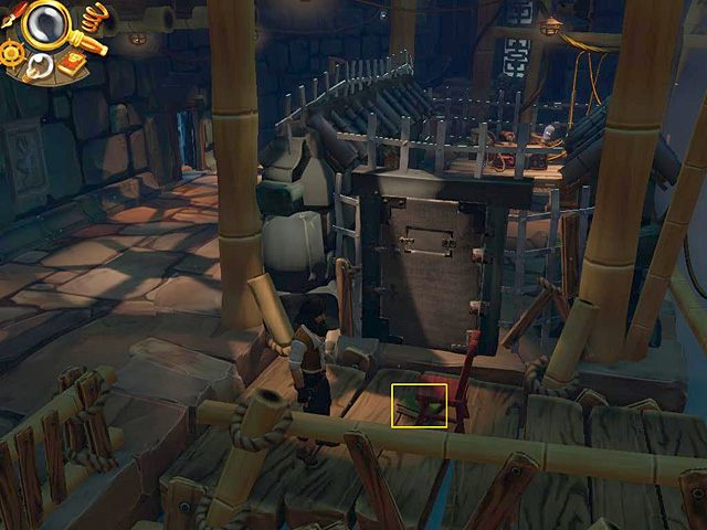 Kiedy strażnik uda się interweniować, wyciągnij spod krzesła podręcznik sztuk walki - Popraw swoje umiejętności walki | Prison Island, Szanghaj, 1899 | Jack Keane 2 - Jack Keane 2: The Fire Within - poradnik do gry