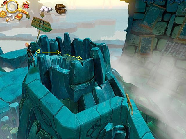 Teraz po prowadzącej ku wulkanowi wąskiej skalnej ścieżce dotrzyj do krateru - Dowiedz się czegoś więcej o amulecie szamana | Prison Island, Szanghaj, 1899 - Jack Keane 2: The Fire Within - poradnik do gry