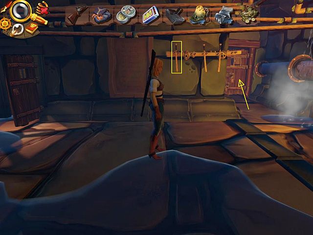 Opuść biuro i weź jedną z pałek wiszących na wieszaku w korytarzu - Wydostań Jacka z areny walk | Prison Island, Szanghaj, 1899 | Jack Keane 2 - Jack Keane 2: The Fire Within - poradnik do gry