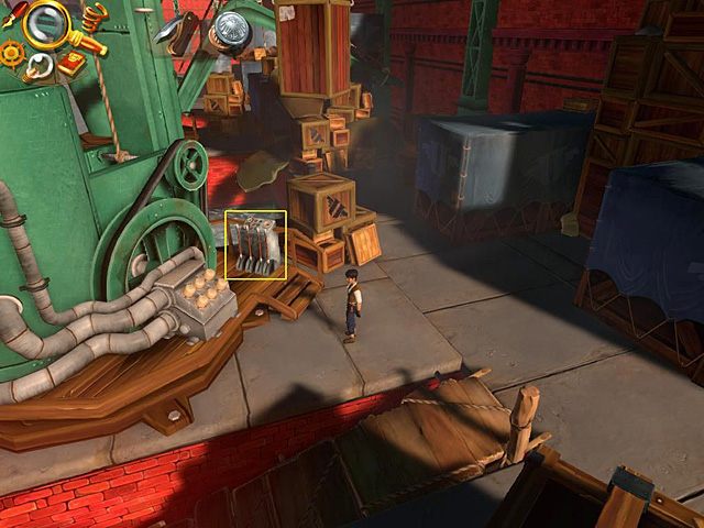 Wróć zatem w pobliże prowadzącego na statek pomostu - na lewo od niego stacjonuje dźwig z przyczepioną do ramienia skrzynią - Pokonaj kapitana portu | Hamburg, Niemcy | Jack Keane 2 The Fire Within - Jack Keane 2: The Fire Within - poradnik do gry