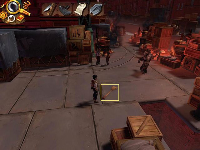 By dopełnić owych wymogów, podnieś stare zbutwiałe wiosło leżące w miejscu, gdzie wcześniej stała skrzynia Carla - Skompletuj załogę | Hamburg, Niemcy | Jack Keane 2 The Fire Within - Jack Keane 2: The Fire Within - poradnik do gry