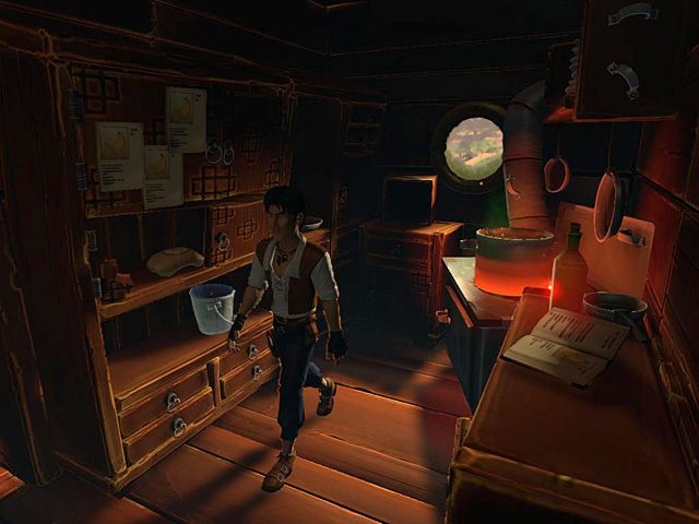 Kliknij w dowolnym miejscu, by wyjść z kambuza. - Przyjmij gości | Afryka, brzeg Nilu | Jack Keane 2 The Fire Within | Jack Keane 2 - Jack Keane 2: The Fire Within - poradnik do gry