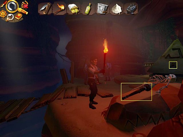 Zauważ, że jeden z drążków kołowrotu jest zniszczony, musisz go naprawić, inaczej załoga nie będzie w stanie obrócić piramidy - Rozpracuj mechanizm bramy | Afryka, brzeg Nilu | Jack Keane 2 The Fire Within - Jack Keane 2: The Fire Within - poradnik do gry