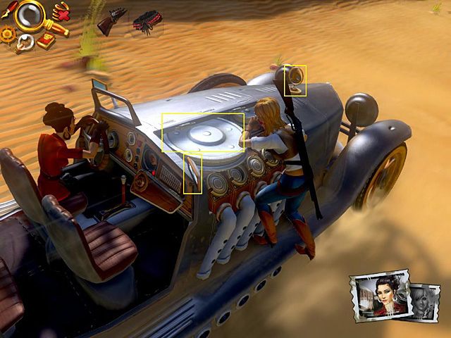 Przełącz sterowanie na Amandę i przejdź na prawą stronę samochodu - Napraw samochód | Afryka, sawanna | Jack Keane 2 The Fire Within - Jack Keane 2: The Fire Within - poradnik do gry