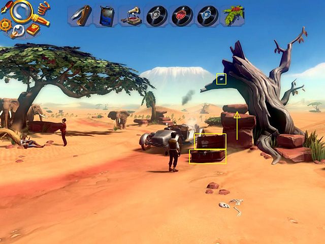 Wróć w pobliże samochodu - Dowiedz się, co popsuło się w aucie Carla i napraw to | Afryka, sawanna | Jack Keane 2 - Jack Keane 2: The Fire Within - poradnik do gry