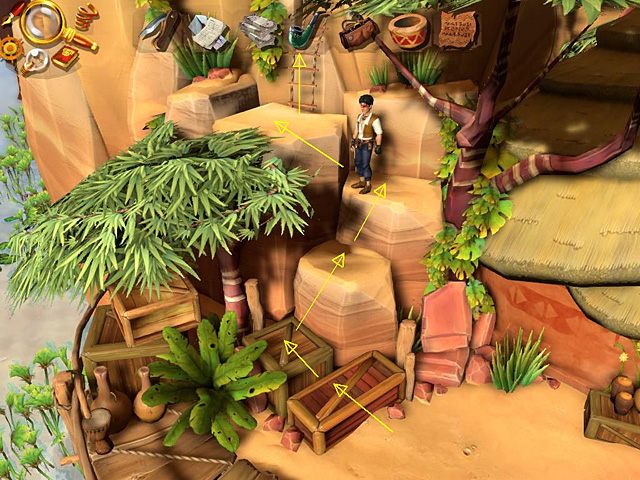 Teraz skieruj się w stronę wody i w lewo, zaraz obok mieści się składzik Mali, możesz spróbować tam wejść, ale siedząca wewnątrz małpka faktycznie przegoni intruza - Przechytrz Łamacza Czaszek | Afryka, Koa Manyattan | Jack Keane 2 - Jack Keane 2: The Fire Within - poradnik do gry