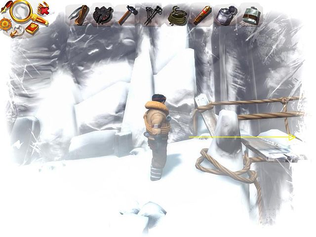 Wreszcie skieruj się kawałek w prawo, a dotrzecie do mostu wiszącego - Dotrzyj na szczyt góry | Afryka, Kilimandżaro | Jack Keane 2 The Fire Within - Jack Keane 2: The Fire Within - poradnik do gry