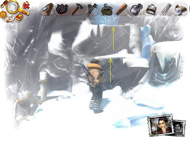 Następnie przełącz sterowanie na bohatera, skieruj się w prawo i wespnij na znajdujący się zaraz za mostem kamienny blok i od razu na następny, a z niego na trzeci (po lewej) - Dotrzyj na szczyt góry | Afryka, Kilimandżaro | Jack Keane 2 The Fire Within - Jack Keane 2: The Fire Within - poradnik do gry