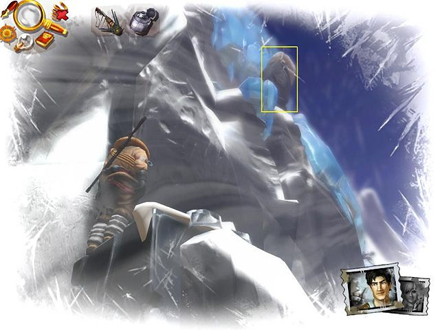 Stojąc na nim, spójrz w górę, ujrzysz wystający ze skały kamień runiczny - Dotrzyj na szczyt góry | Afryka, Kilimandżaro | Jack Keane 2 The Fire Within - Jack Keane 2: The Fire Within - poradnik do gry