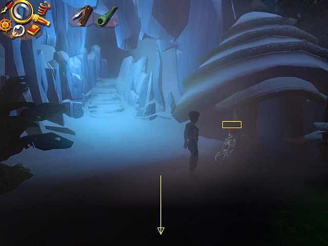 Z drugiej strony chaty, na lewo od wyjścia, siedzi kościotrup (kiepski sprzedawca) - Odzyskaj amulet | Afryka, Kilimandżaro | Jack Keane 2 The Fire Within - Jack Keane 2: The Fire Within - poradnik do gry