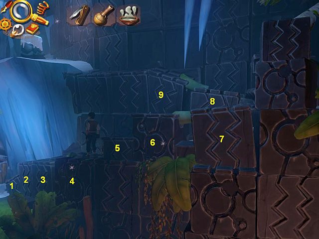 Nie przechodź jednak przez nią, tylko wespnij się na żłobiony kamienny blok tuż przy niej - Odzyskaj amulet | Afryka, Kilimandżaro | Jack Keane 2 The Fire Within - Jack Keane 2: The Fire Within - poradnik do gry