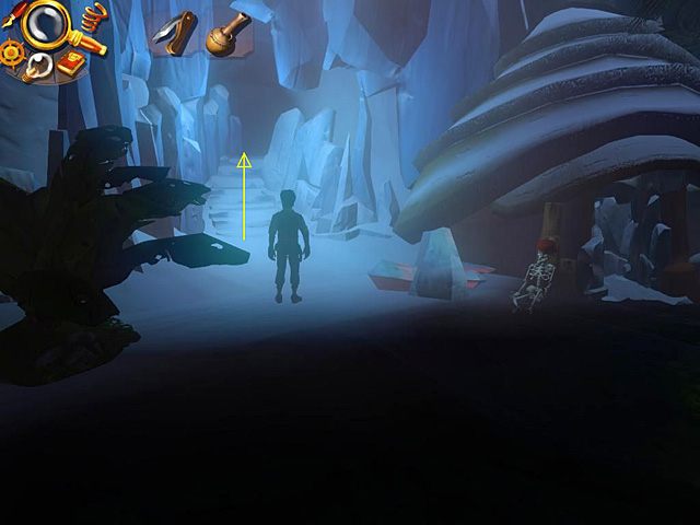 Po przejściu przez most od miejsca z wazami skieruj się w głąb lokacji, do jej lodowej części - Odzyskaj amulet | Afryka, Kilimandżaro | Jack Keane 2 The Fire Within - Jack Keane 2: The Fire Within - poradnik do gry