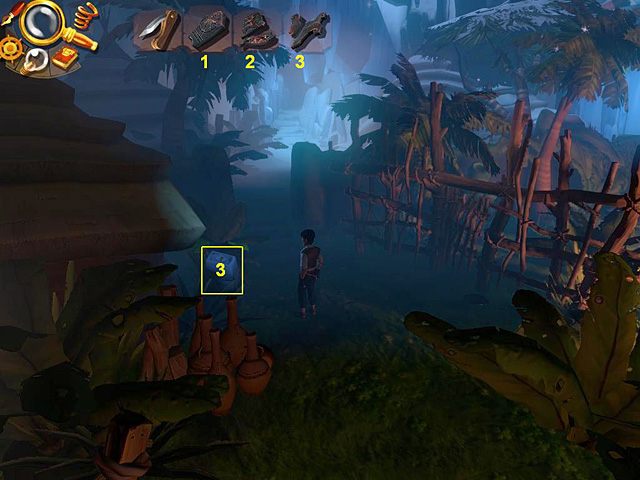 Zbiegnij na ścieżkę i udaj się do portalu (w prawo), skąd przejdź do opuszczonej wioski (w lewo) - Wydostań skarb | Afryka, Kilimandżaro | Jack Keane 2 The Fire Within - Jack Keane 2: The Fire Within - poradnik do gry