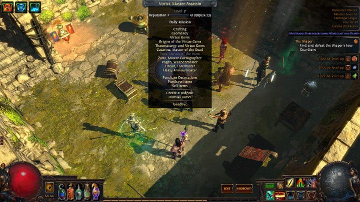 Aby otrzymać dzienne zadanie wystarczy porozmawiać z Mistrzem i wybrać opcję Daily Mission - Proroctwa i dzienne wyzwania Mistrzów | Path of Exile - Path of Exile - poradnik do gry