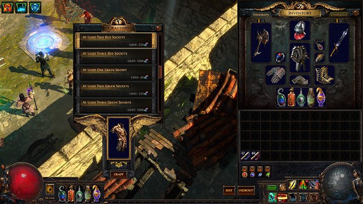 Kolory gniazd można zmieniać poprzez użycie Chromatic Orb lub korzystając ze stołu warsztatowego Voriciego - Gniazda w przedmiotach | Path of Exile - Path of Exile - poradnik do gry