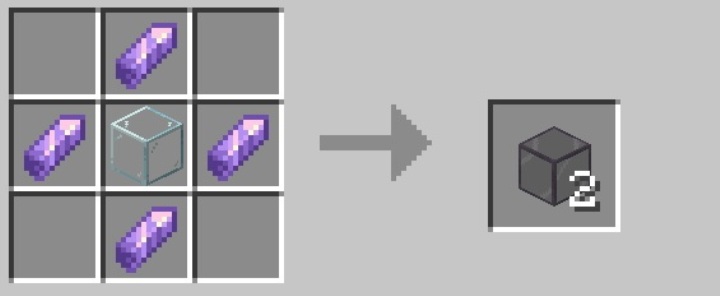 Tworzenie - szkło i 4 kryształy ametystu (tak jak na screenie powyżej) - Minecraft Caves & Cliffs: Bloki - lista - Minecraft - poradnik do gry