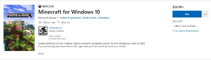 Zakupisz ją na stronie Microsoftu - Minecraft: Edycje gry - lista, koszt - Minecraft - poradnik do gry