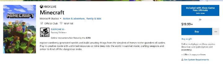 Na oficjalnej stronie Microsoftu za 92,49 zł - Minecraft: Edycje gry - lista, koszt - Minecraft - poradnik do gry