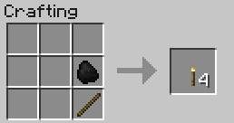 Pochodnie postawione na prawie dowolnej powierzchni (także na ściankach bocznych bloku) dostarczają światła - Minecraft: Elementy konstrukcyjne, wyposażenie - shcematy, crafting - Minecraft - poradnik do gry