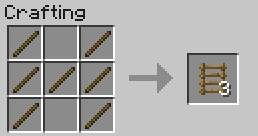 Drabinę można postawić na ściankach bloków i używać do poruszania się góra/dół - Minecraft: Elementy konstrukcyjne, wyposażenie - shcematy, crafting - Minecraft - poradnik do gry