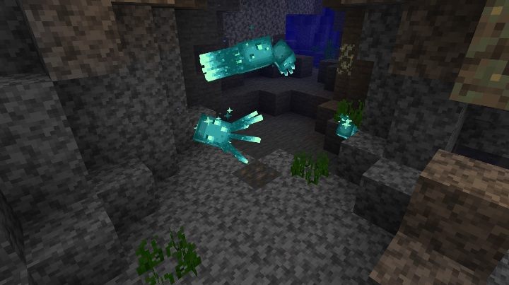 Świecącą kałamarnicę znajdziecie w podziemiach, w sporych zbiornikach wodnych - Minecraft Caves & Cliffs: Świecąca kałamarnica - występowanie, zastosowanie - Minecraft - poradnik do gry